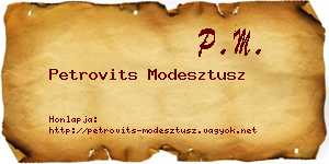 Petrovits Modesztusz névjegykártya